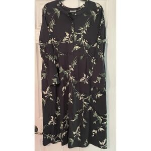 Pure jill large petite dress Dark Gray Floral Cottage Core Pockets Stretch